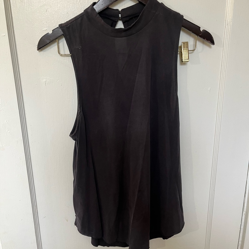 Hollister Soft & Sexy Sueded Mock Neck Tank Top Black Size M EUC
